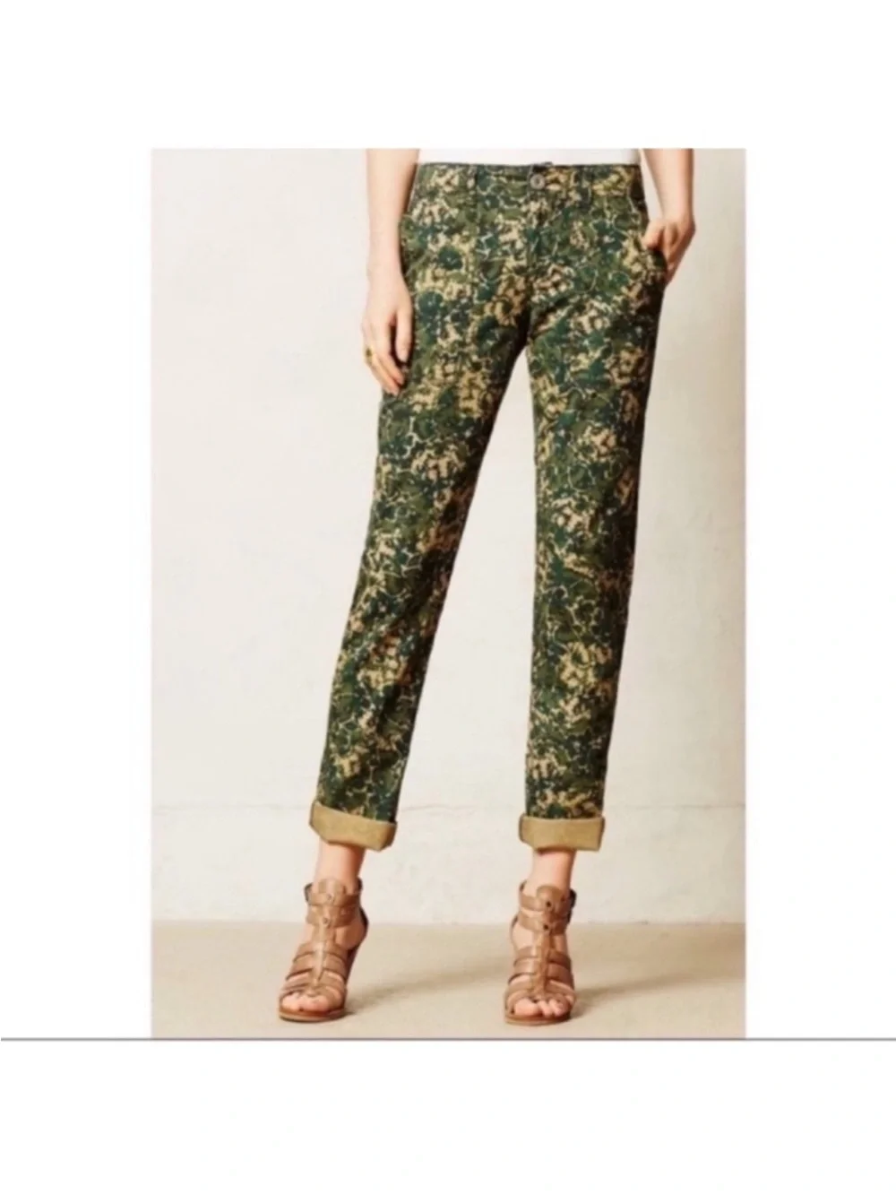 Anthropologie Hei Hei Sylvan Camo Moto Pants Sz 31 Camo Casual Ankle length